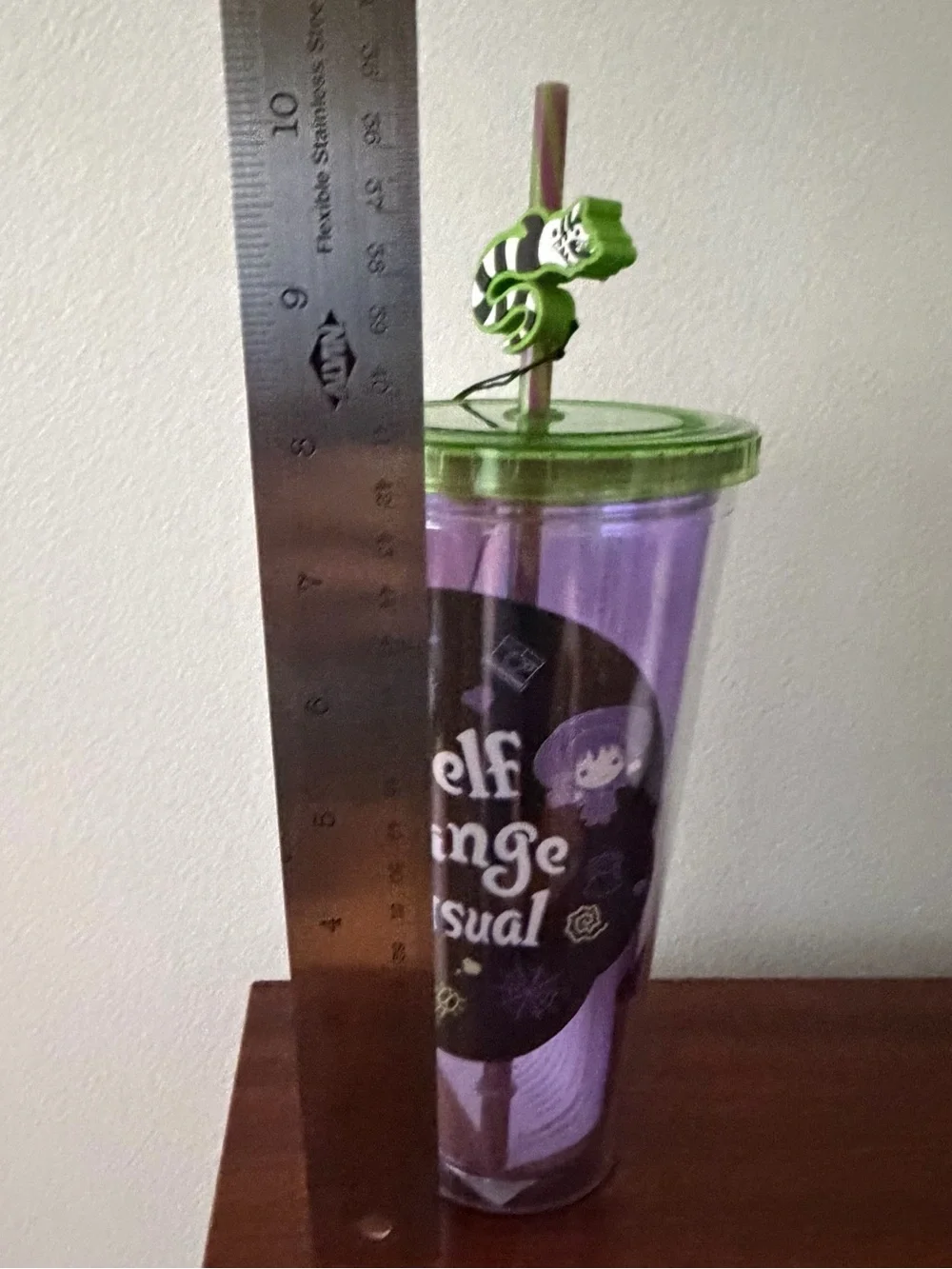 Beetlejuice Tumbler with  “I myself am strange and unusual” Quote